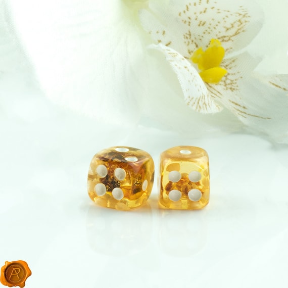 Small Pair 10 x 10 Amber Dice Cube Set Inclusion Handmade Baltic Amber Dice Gambling Dice Board Game Dice Gemstone Crystal Dice uk