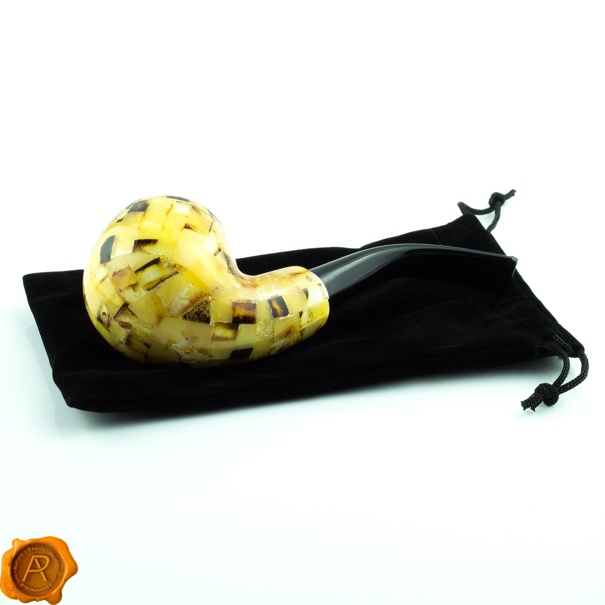 高級ハンドメイド琥珀パイプ | 大型バルト海産琥珀喫煙パイプ | タバコ