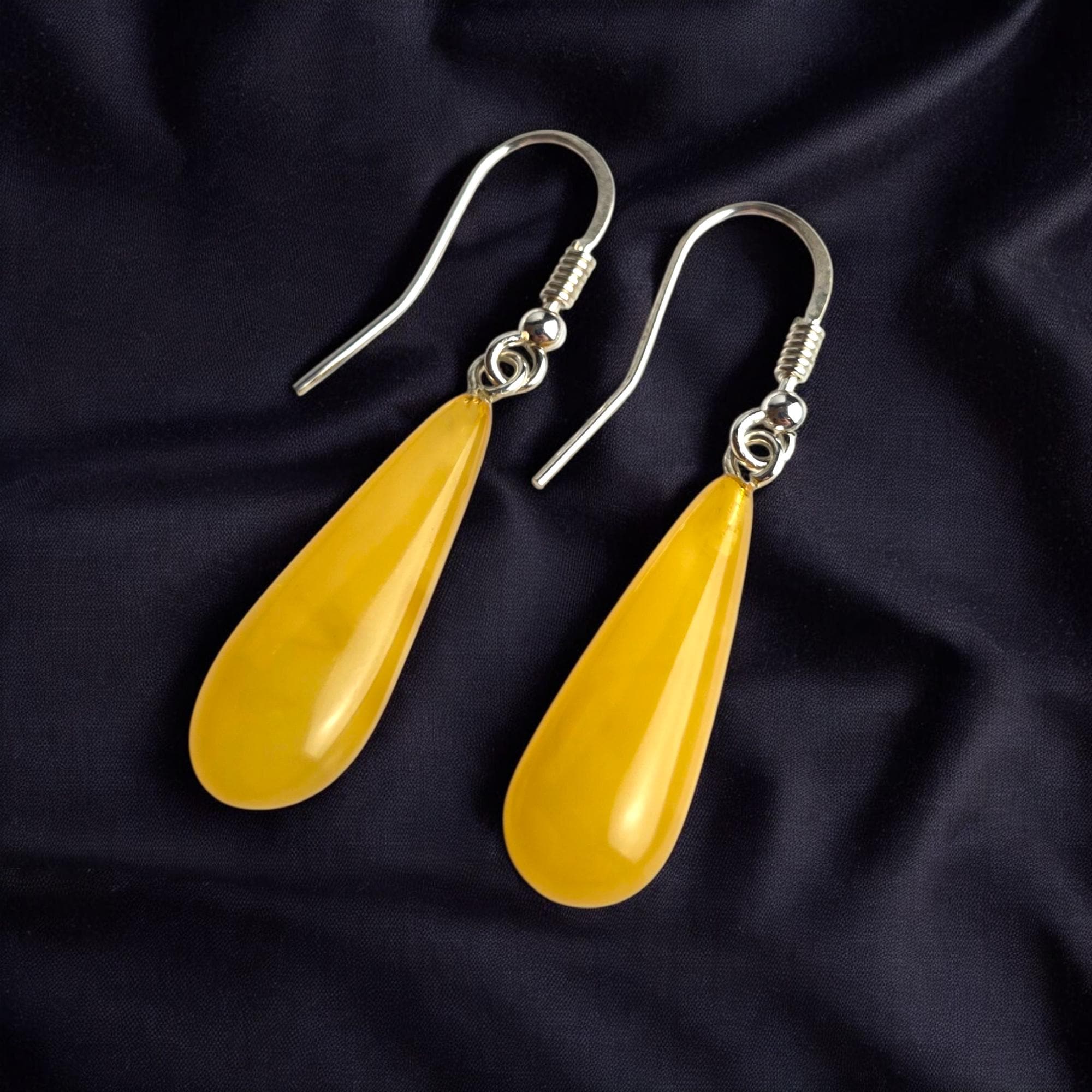Boucles D'oreilles En Ambre De La Baltique - Butterscotch - Argent 925 - Pologne - Neuf