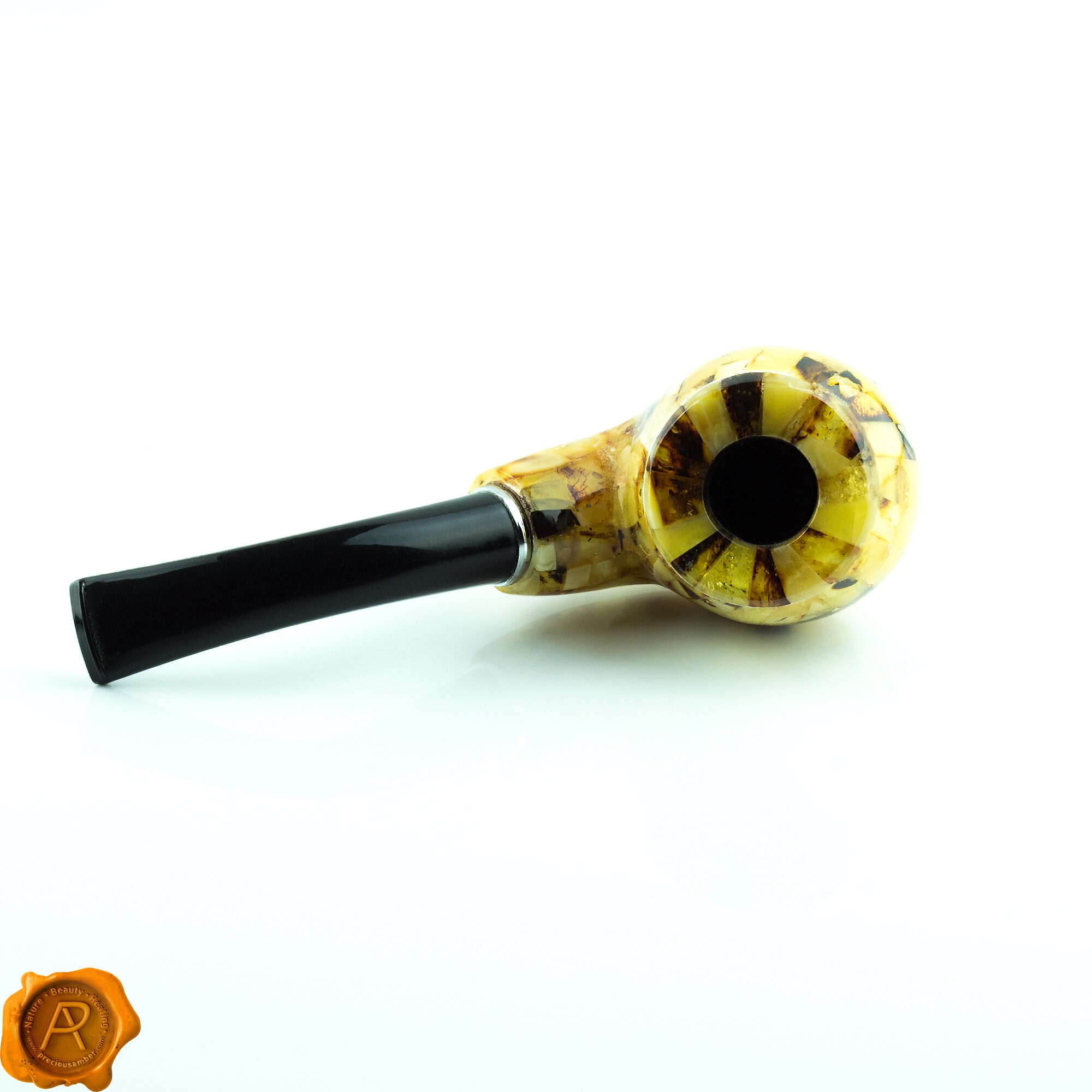 高級ハンドメイド琥珀パイプ | 大型バルト海産琥珀喫煙パイプ | タバコ