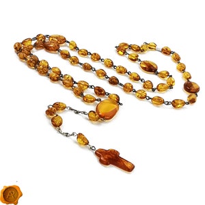 QUALITY Baltic Amber Rosary Catholic Beads Gift, Gemstone Rosaries Jewelry, 5 Decade Handmade Rosary, Natural Amber Christian Rosary