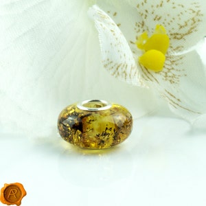 Green Baltic Amber Inclusion Silver Charm Pendant Gift Fits Pandora Trollbeads uk, Gemstone Small Amber Stone Crystal Beads Charms Bracelets