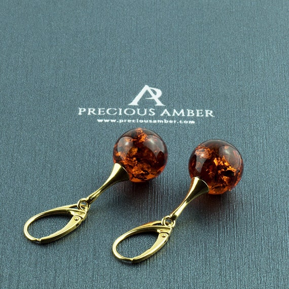 Baltic Amber Sphere Earrings Baltic Amber Sphere Earrings
