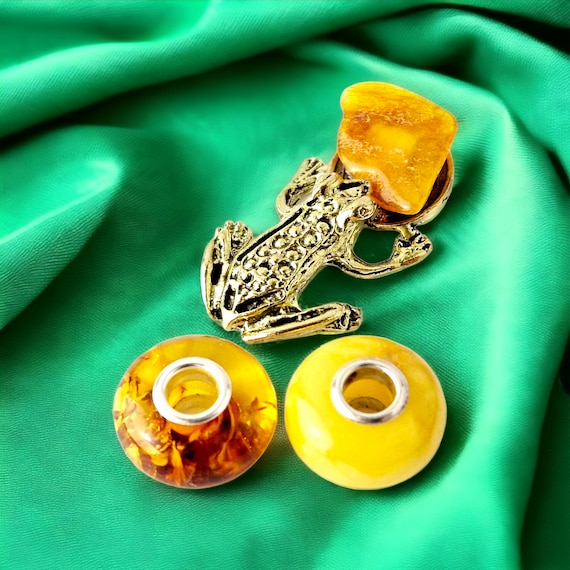 FREE GIFT 2 X Amber Charms for Pandora Amber Silver Charm Amber Gemstone Amulet Teardrop Amber Donut Bracelet Protection Charm Men Women Etsy
