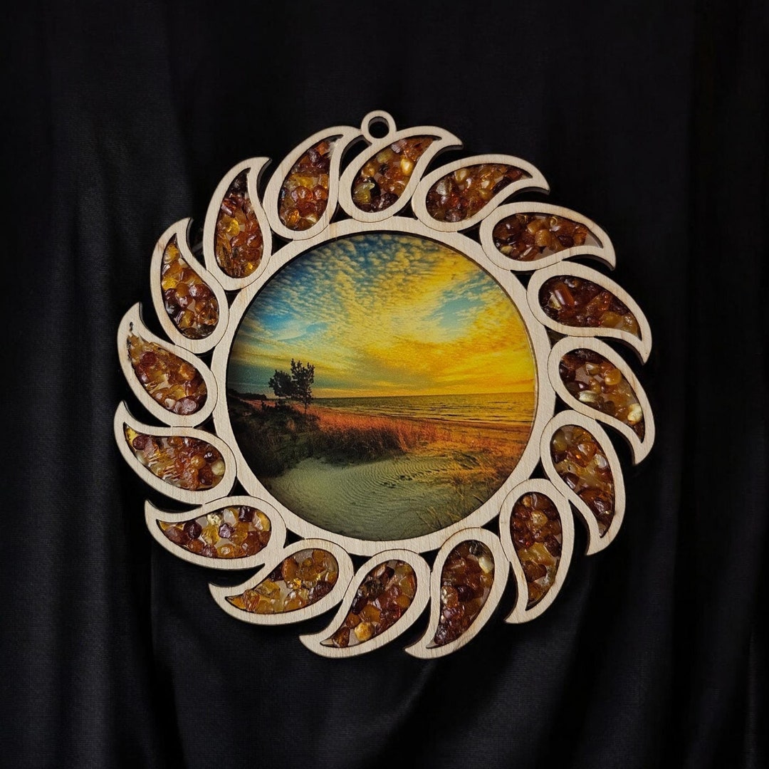 Christmas Decorations Ornaments, Sunset Wall Art Gift, Baltic Amber Sun