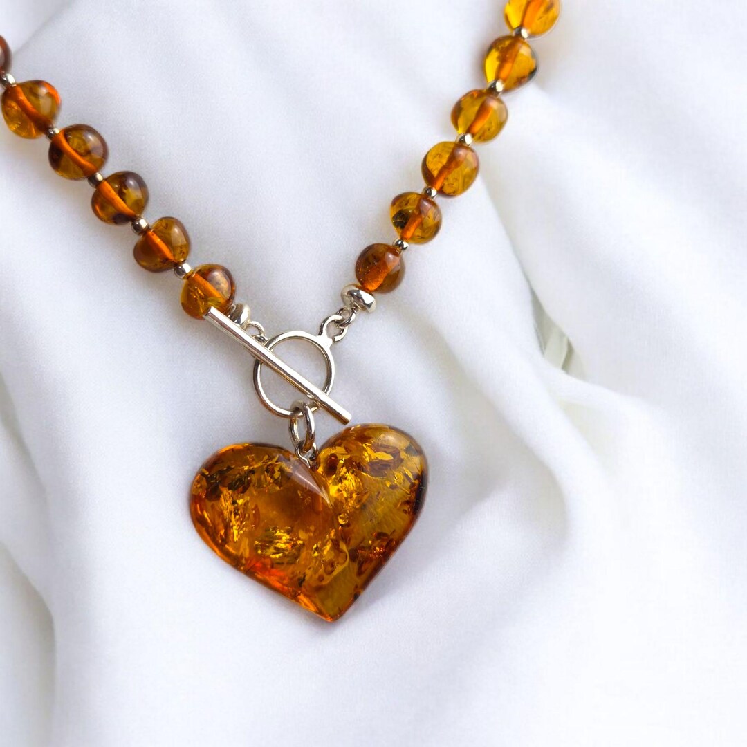 TIGER RIDER Sunflower Amber Necklace & Earrings Set For Women - Sterling Silver Bee Jewelry Gift