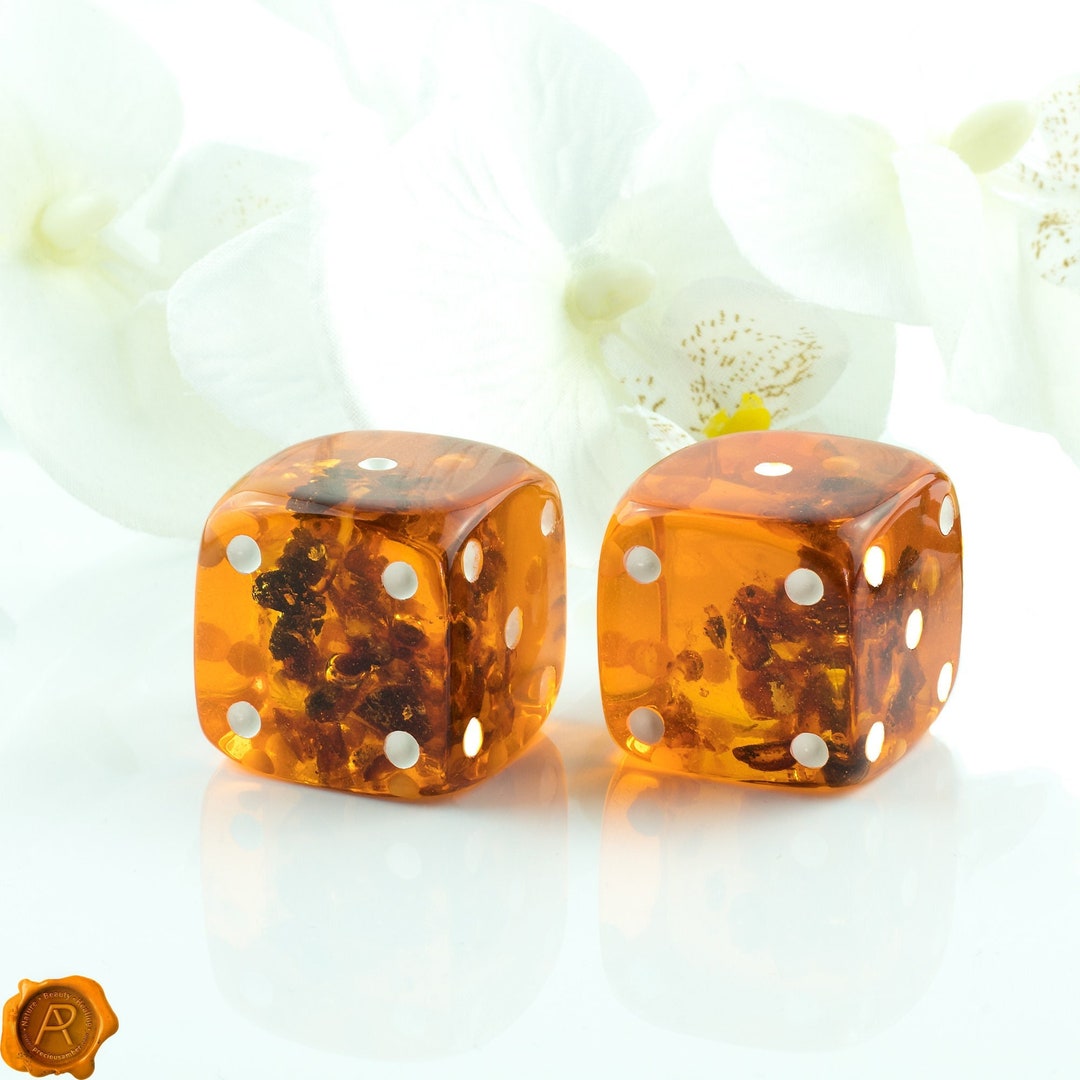 HUGE 28 X 28 Large Amber Dice Cube Inclusion Handmade Baltic Amber Dice