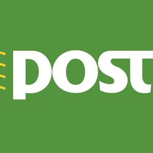 May include: A white logo with the word "POST" in a bold, sans-serif font. The word "POST" is on a green background with a yellow stylized sunburst to the left of the word.