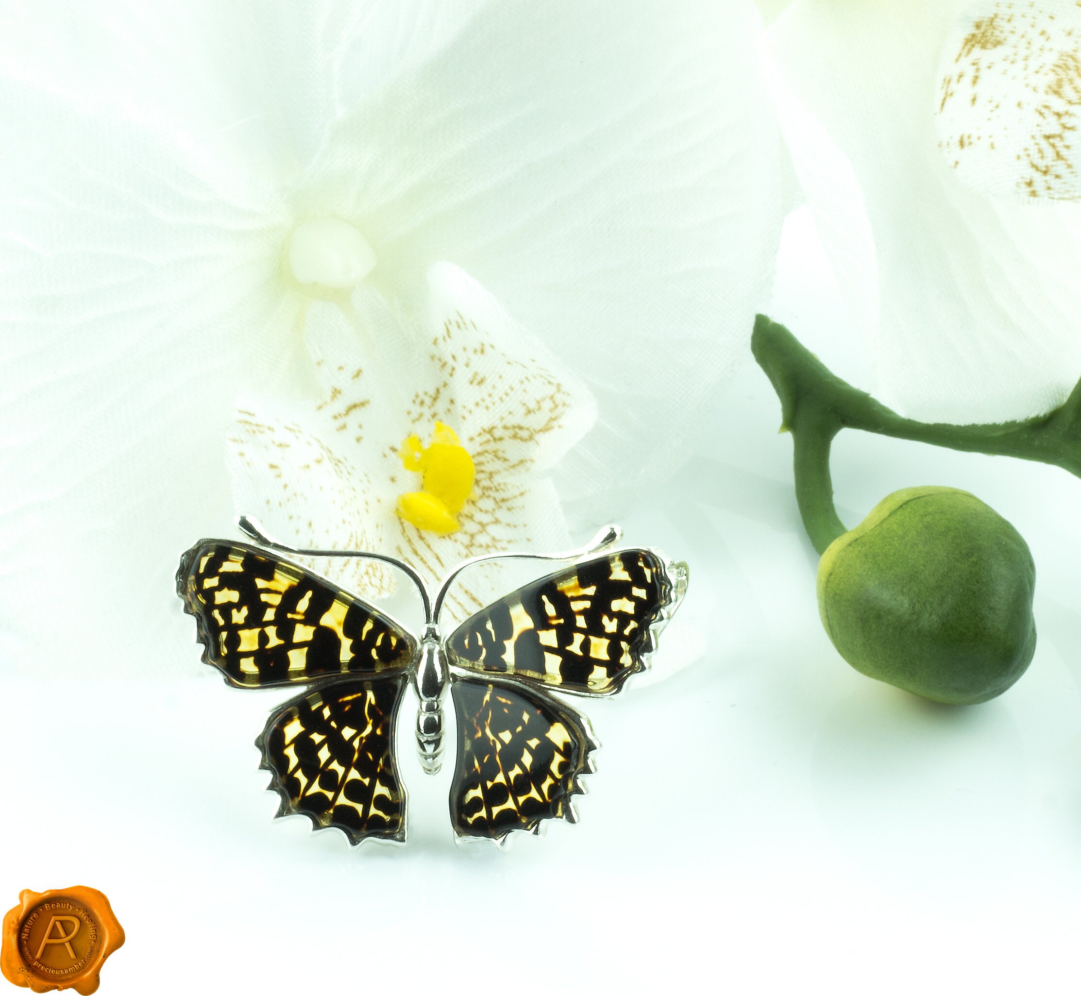 Bernstein Anhänger Mit Schmetterling - Naturstein Charm Für Halsketten