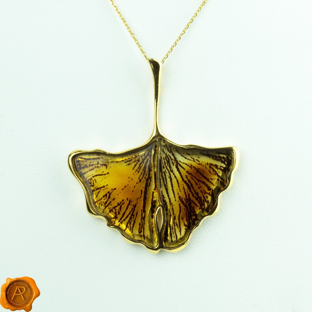 STUNNING Baltic Amber Ginkgo Leaf Gold Pendant Gift Silver Gemstone Amber Leaf Teardrop Pendant Necklace Charm Large Ginkgo Leaf Jewelry Etsy Canada