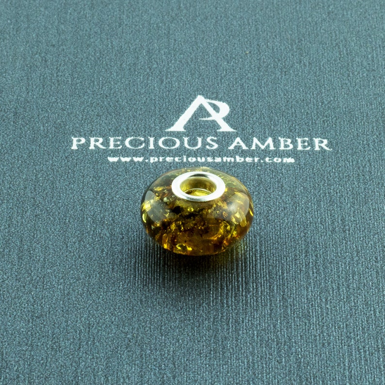 Green Baltic Amber Inclusion Silver Charm Pendant Gift Fits Pandora Trollbeads uk, Gemstone Small Amber Stone Crystal Beads Charms Bracelets