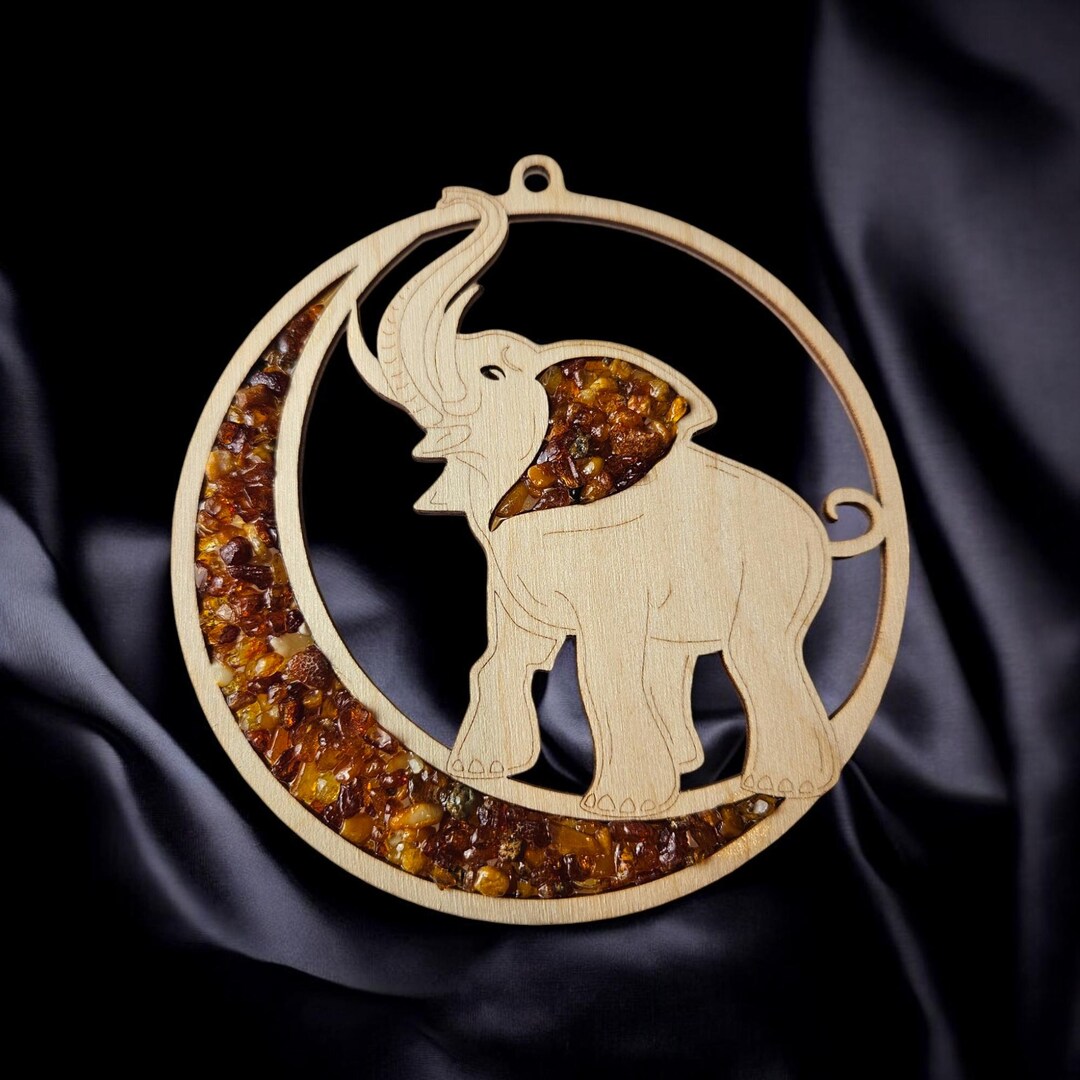 Christmas Tree Decor Ornament Elephant Baltic Amber Suncatcher Window