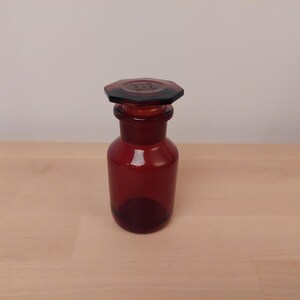 Small amber glass apothecary bottle, Schott Mainz Jena Glass