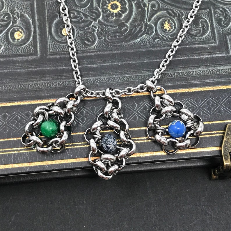 Custom Stone and Steel Single Bead Fidget Charm Necklace
