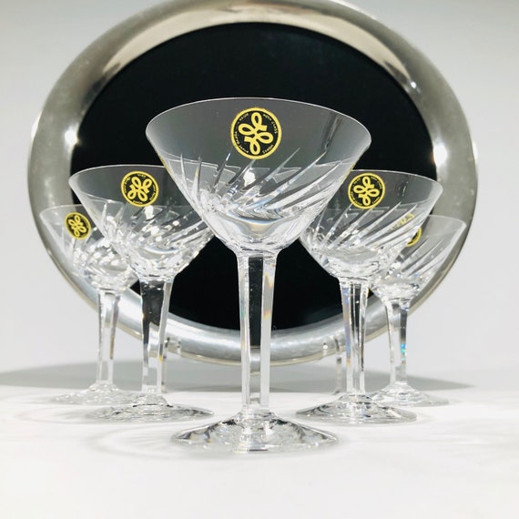 Mid Century Modern 1950s Silver Rim Petite Martini Glasses After Dinner  Drinks Set of 4