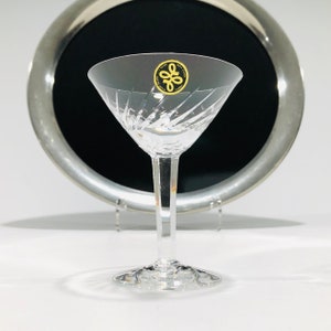 Hoya Crystal Martini Diagonal Cut Glasses, Mid-Century Crystal V-Shape Liquor Cocktail Glasses, 4 Inch, 2 oz., Set of 6, Japan, 1960s image 4