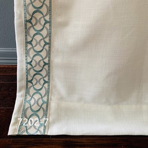 Curtains with Ribbon Trims, Custom Draperies with Border Trim, Made to Fit, Many Colors / Trims to Choose From.