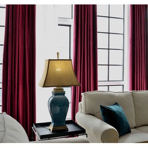 Coppia di tende di velluto bordeaux rosso, tende di velluto camera da letto, tende di velluto soggiorno, tende personalizzate
