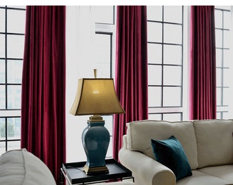 Pair Of Burgundy Rouge Velvet Curtains Bedroom Velvet Etsy