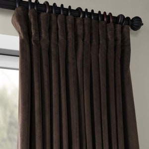 Premium Soft Dark Brown Curtains Velvet Custom Curtains Etsy