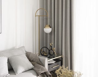 Misty Grey Linen Blend Curtains,  Light Gray Curtain Panels, window curtain panels, linen curtains, custom curtains, custom drapes