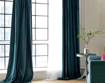 Paar Samtvorhänge Pfauenblau, Schlafzimmer Samtvorhänge, Wohnzimmer Samtvorhänge, Benutzerdefinierte Vorhänge