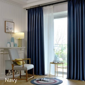 Navy Knight linnenmix gordijnen, donkere marineblauwe gordijnpanelen, gordijnpanelen, linnen gordijnen, gordijnen op maat, gordijnen op maat