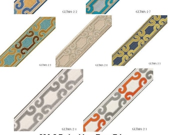 Decorative Fabric Trim for Curtains, Greek Key Fabric Curtain Trim, upscale designer Curtain Embodiary Trim