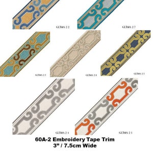 Decorative Fabric Trim for Curtains, Greek Key Fabric Curtain Trim, upscale designer Curtain Embodiary Trim