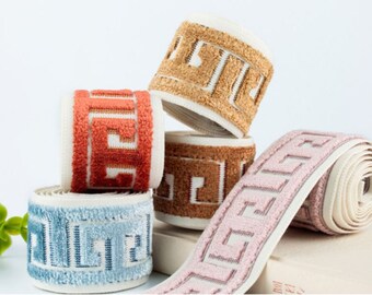 Price is for 2 yards Tangerine Greek Key Trim