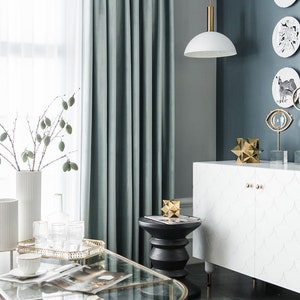Mystic Lake Velvet Curtains, Bedroom Velvet Curtains, Living Room Velvet Curtains, Custom Curtains, Blue Green Velvet