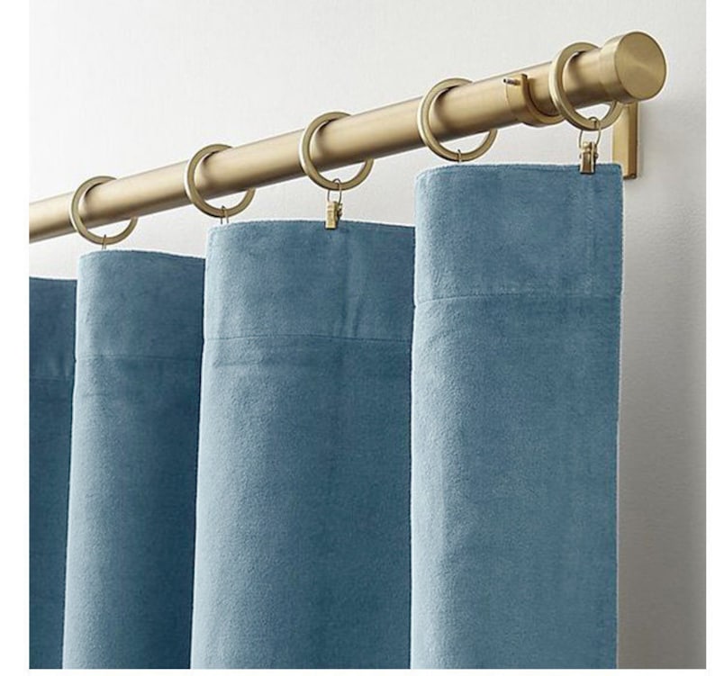 Pair of Baby Blue Velvet Curtains Bedroom Velvet Curtains Etsy UK