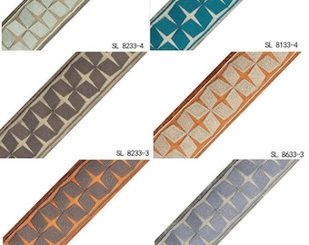 Decorative Fabric trim for Curtains, Greek Key Fabric Curtain Trim, upscale designer Curtain Embodiary Fretwork Fabric Trim