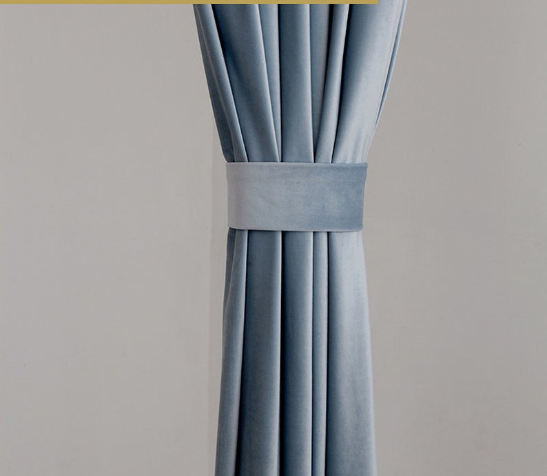 Pair of Baby Blue Velvet Curtains Bedroom Velvet Curtains Etsy UK