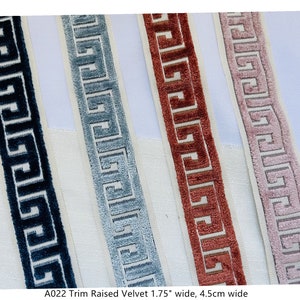 Decorative Fabric Trim for Curtains, Various Styles and Colors, Geometric, Polygon, Greek Key trim tape, Raised Velvet, etc.