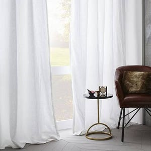 White Linen Curtains, Pure Linen Curtains, Custom Curtains, Extra Long Curtains