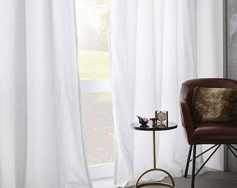 White Linen Curtains, Pure Linen Curtains, Custom Curtains, Extra Long Curtains