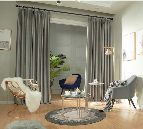 Amidoudou Tende In Velluto Grigio E Oro 137x228 Cm – 2 Pezzi, Semi Oscuranti, Per Soggiorno E Camera