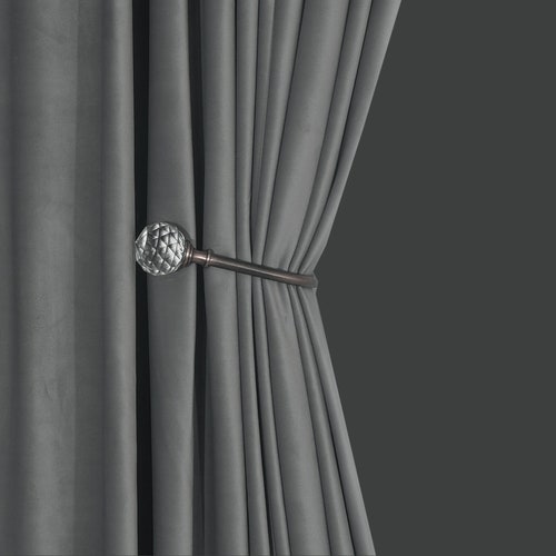 Pair of Charcoal Grey Velvet Curtains Bedroom Velvet Etsy