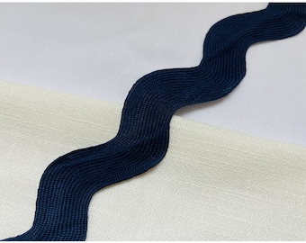 Marineblaue Wellenborte, S-förmige Borte, 3cm breit