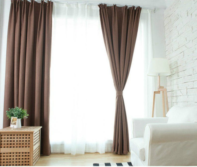 Brown Curtains Window Curtain Panels Linen Custom Image 0