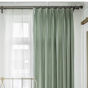 Pair of Mint Green Velvet Curtains, Bedroom Velvet Curtains, Living Room Silk Velvet Curtains, Custom Curtains