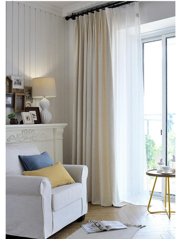 Pair of Cream White Linen Blend Curtains High Quality Custom Etsy