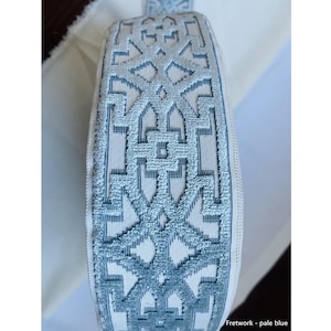 Decorative Fabric trim for Curtains, Fretwork Velvet Curtain Trim, pink, navy, grey, for upscale designer Curtains, 3.5&quot; wide, 9cm Wide A029