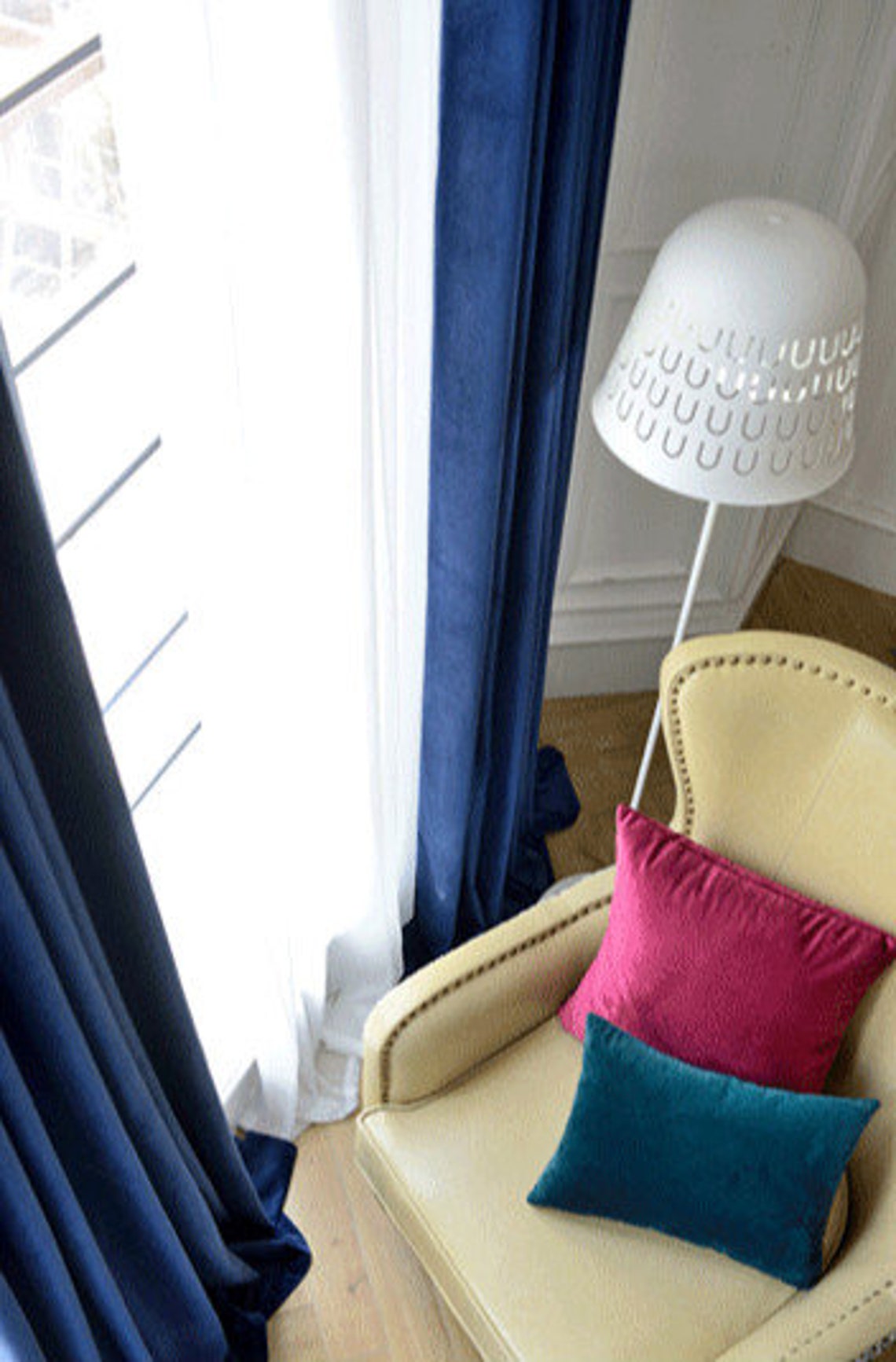 Pair of Navy Blue Velvet Curtains Bedroom Velvet Curtains Etsy