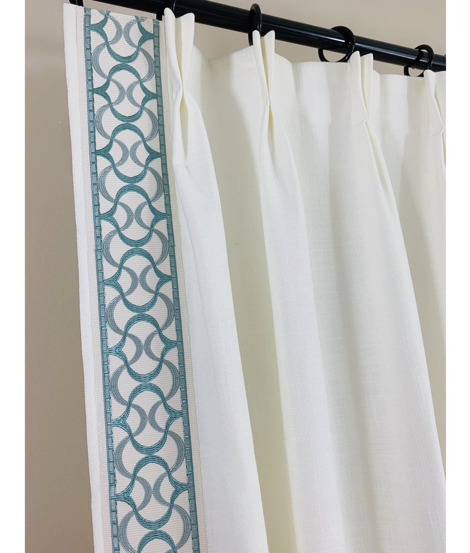 Curtains With Decorative Trims, Custom Draperies With Border Trim