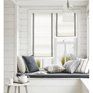 Roman Shades Custom Size with Lining and Fabric Trim Accent,  Roman Blinds Flat Window Curtains, 100+ Fabric Choices, Hardware Included