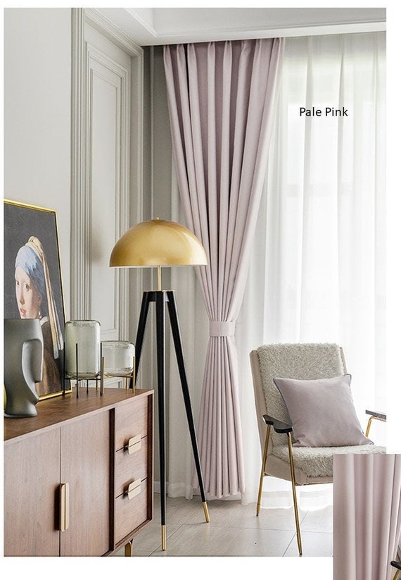 Pale pink curtains deals
