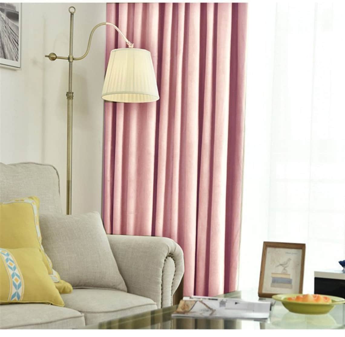 Pair of Blush Pink Velvet Curtains Bedroom Velvet Curtains Etsy