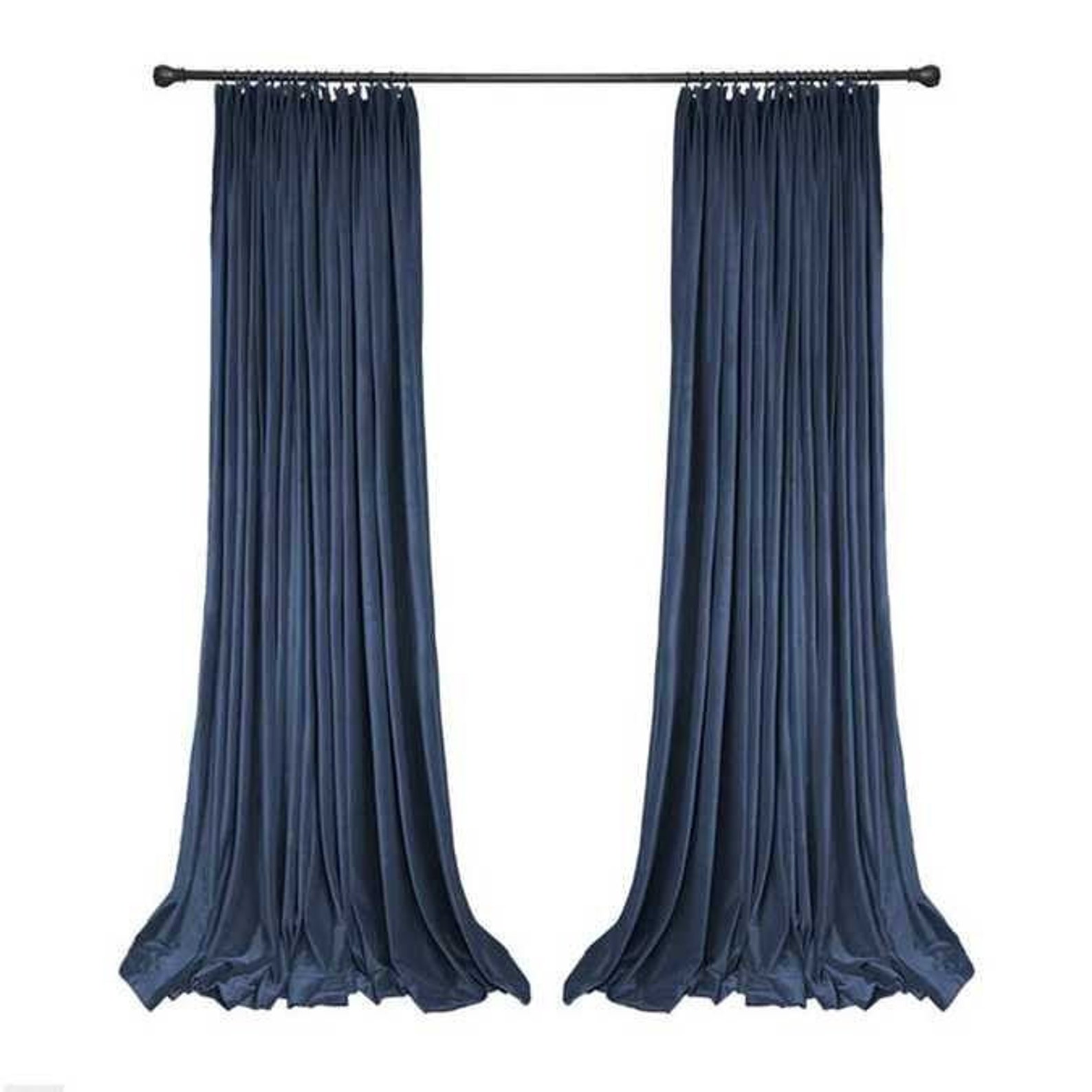 Pair of Navy Blue Velvet Curtains Bedroom Velvet Curtains Etsy